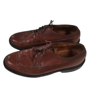 Vintage Made USA American Gentleman Brown Leather Wingtip Dress Shoes Size 9 D